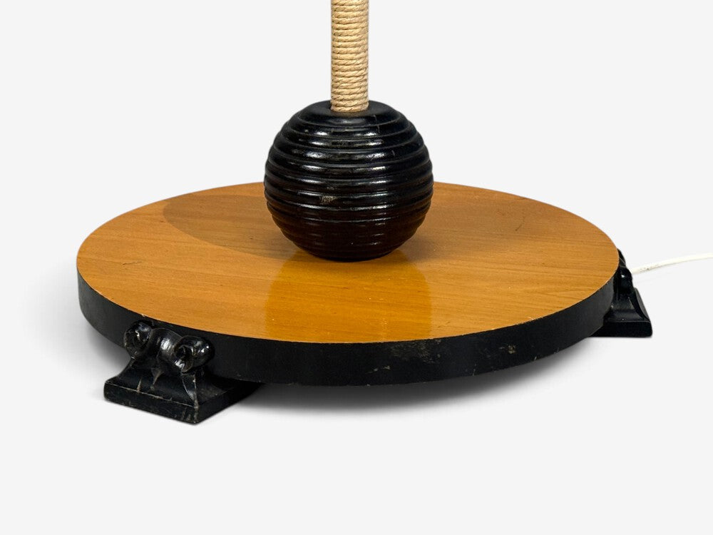 Swedish Modern, Organic Floor Lamp, Cord, Wood, Sweden, 1930s