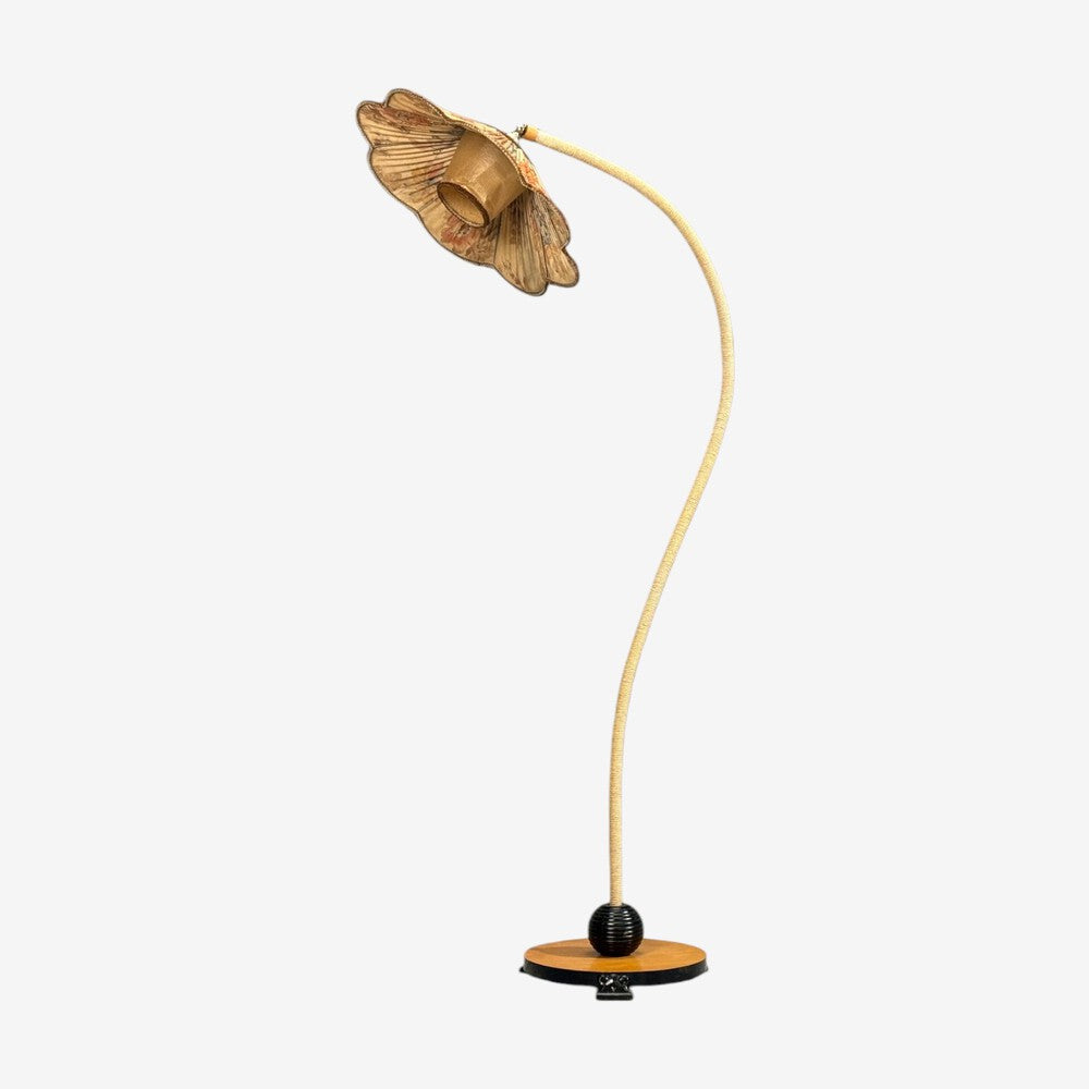 Swedish Modern, Organic Floor Lamp, Cord, Wood, Sweden, 1930s