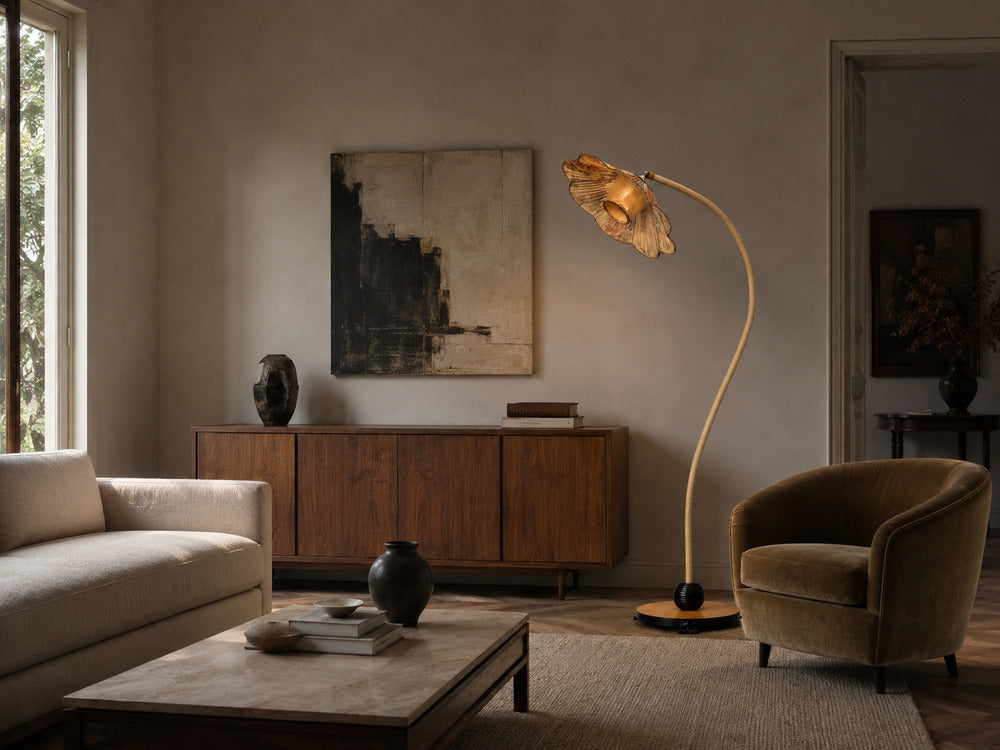 Swedish Modern, Organic Floor Lamp, Cord, Wood, Sweden, 1930s