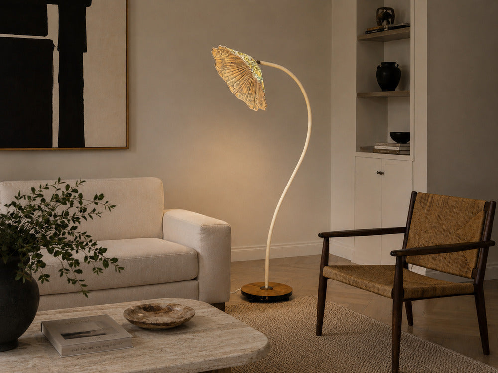 Swedish Modern, Organic Floor Lamp, Cord, Wood, Sweden, 1930s