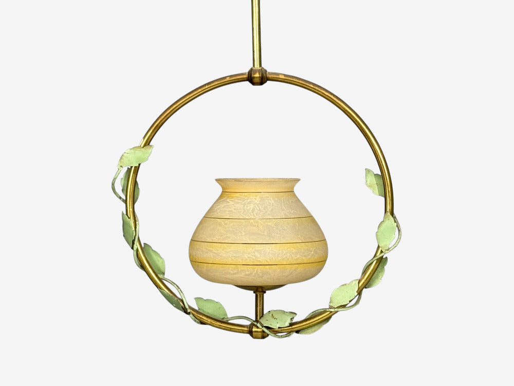 Nybro Armaturfabrik, Pendant Light, Brass, Metal, Sweden, 1950s