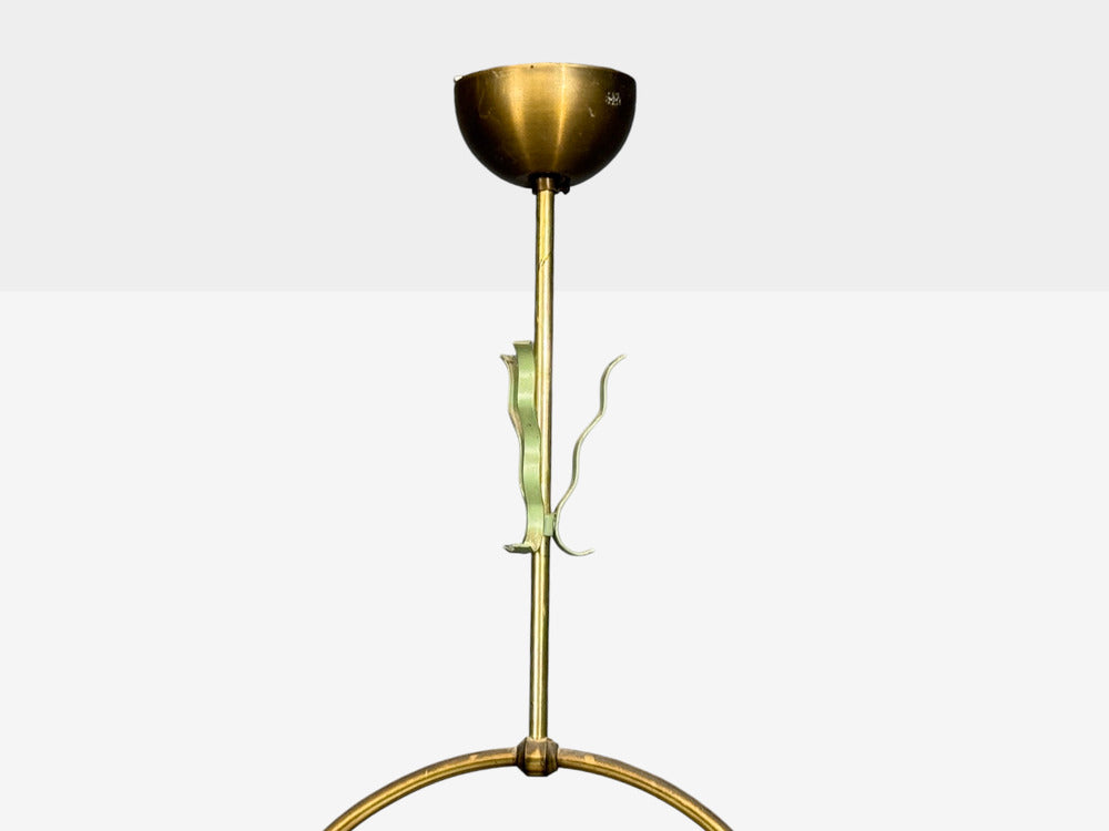 Nybro Armaturfabrik, Pendant Light, Brass, Metal, Sweden, 1950s