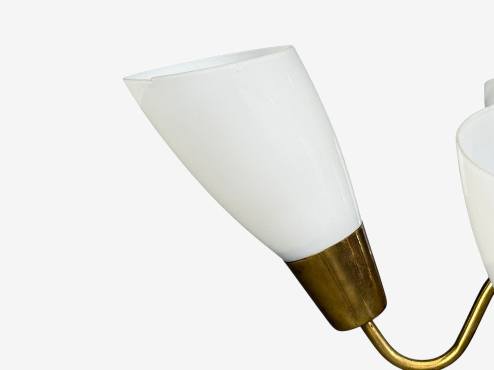 Itsu, Finnish Modern, Chandelier, Brass, Glass, Finland, 1940s