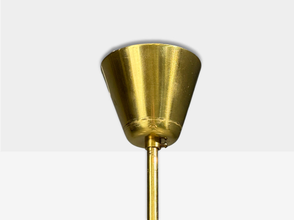 Swedish Modern, Chandelier, Brass, Mahogany, Glass, Sweden, 1940s
