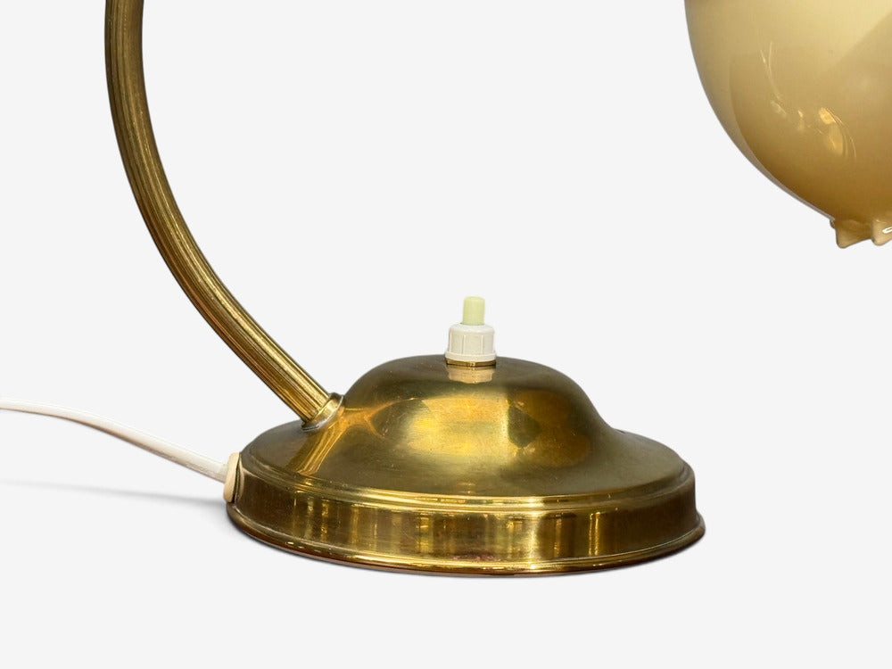 Itsu Oy, Table Lamps, Polished Brass, Glass, Finland, 1950s