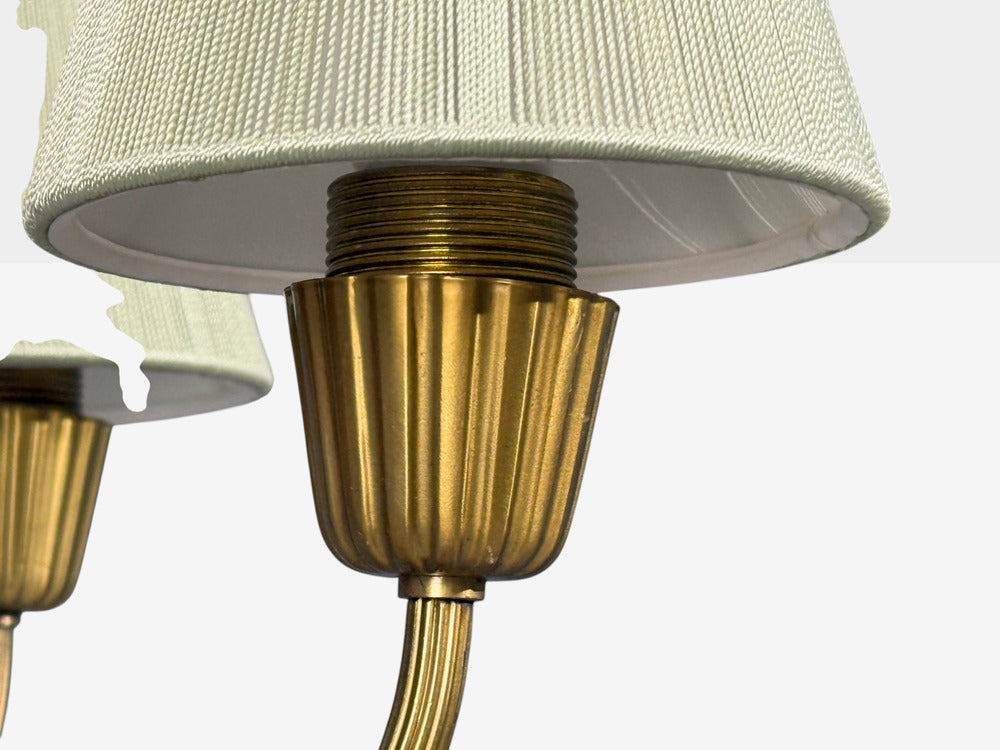 ASEA, Chandelier, Brass, Elm, Fabric, Sweden, Sweden, 1947