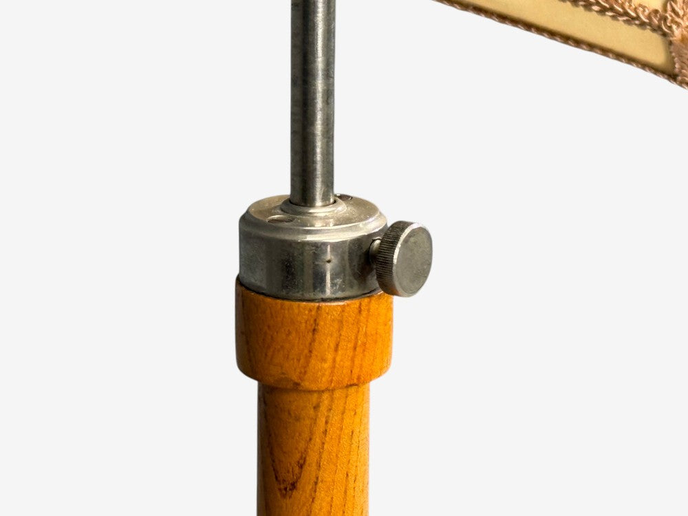 Swedish Modern, Floor Lamp, Oak, Ebonized Wood, Suede, Sweden, 1950s
