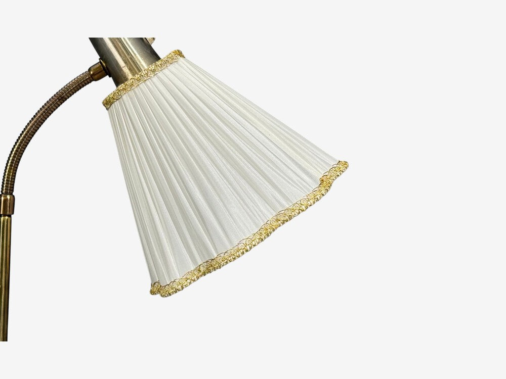 Armaturhantverk Tibro, Floor Lamp, Teak, Brass, Silk, Sweden, 1960s