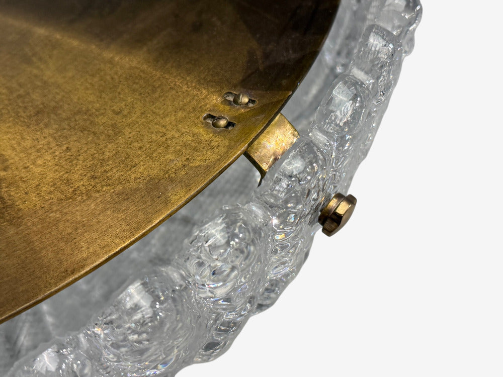 Carl Fagerlund, Chandelier, Textured Glass, Brass, Sweden, 1960s