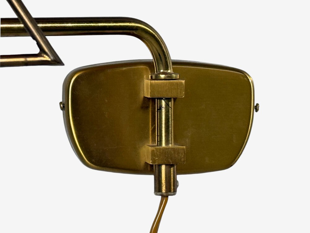 Armaturhantverk Tibro, Wall Light, Brass, Pleated Fabric, Sweden, 1970s