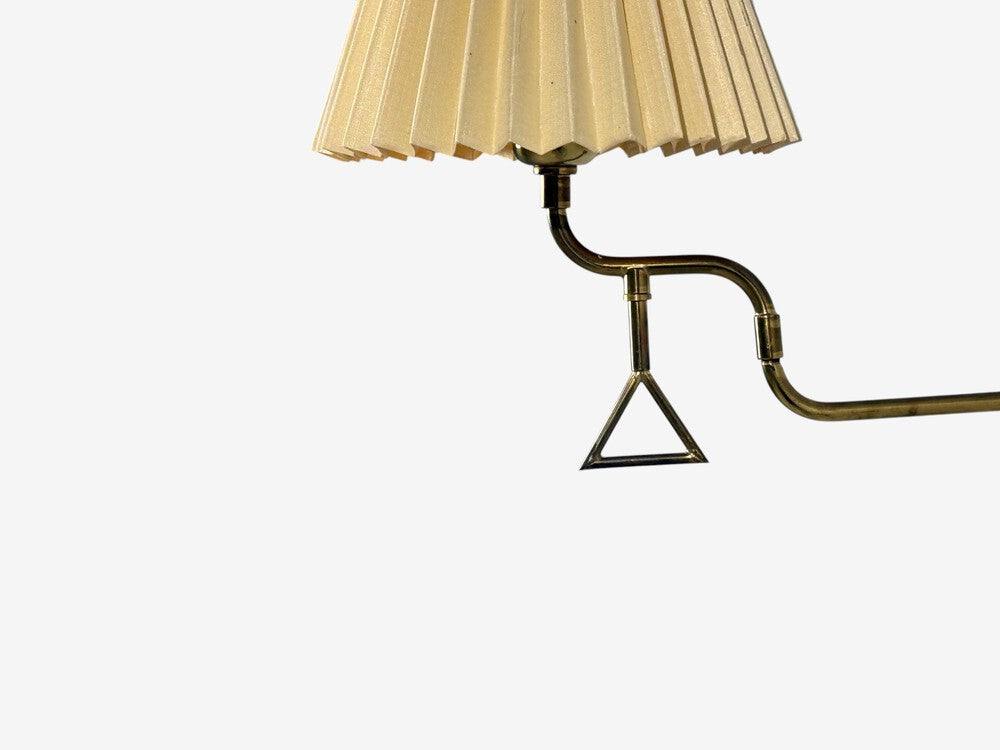 Armaturhantverk Tibro, Wall Light, Brass, Pleated Fabric, Sweden, 1970s