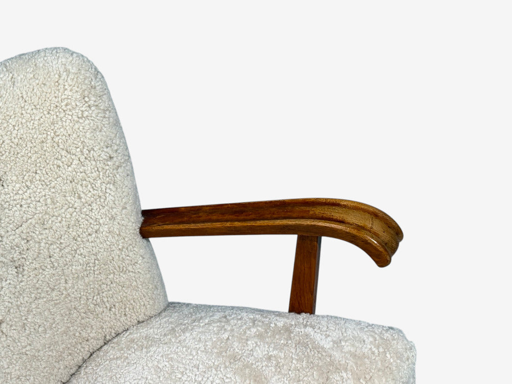Danish Cabinetmaker, Lounge Chairs, Shearling, Beech, 1940s