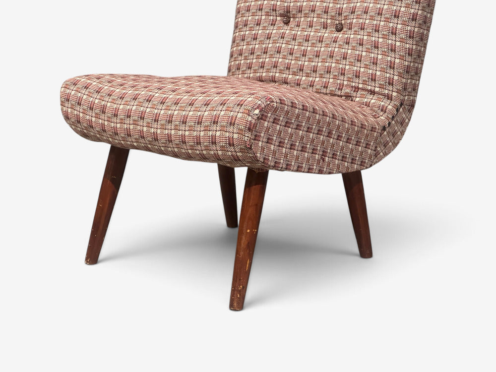Swedish Modern, Slipper Chairs, Birch, Fabric, Sweden, 1940s