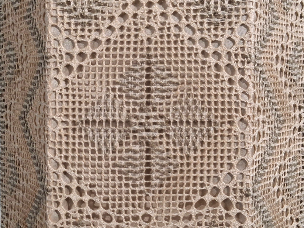 Swedish Modern, Wall Sconces, Beige and White Crocheted Fabric, Sweden, 1970s