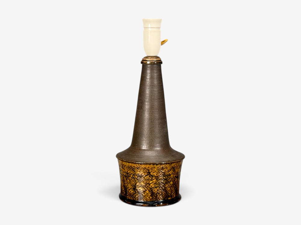 Nils Kähler, Large Table Lamp, Brown Glazed Stoneware, Denmark, 1960s