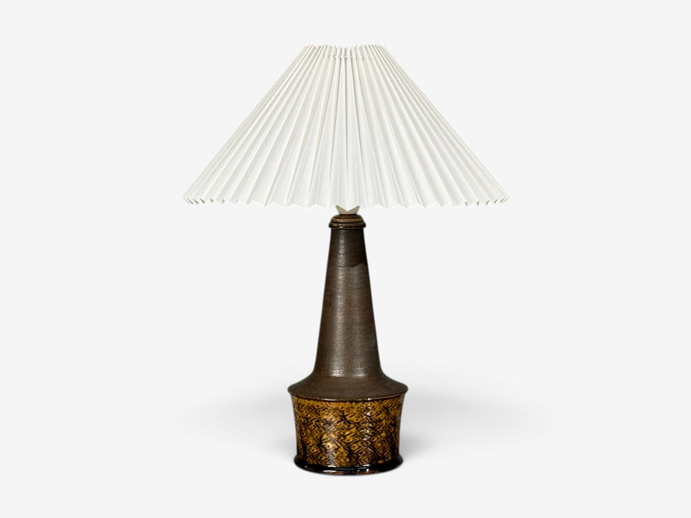 Nils Kähler, Large Table Lamp, Brown Glazed Stoneware, Denmark, 1960s