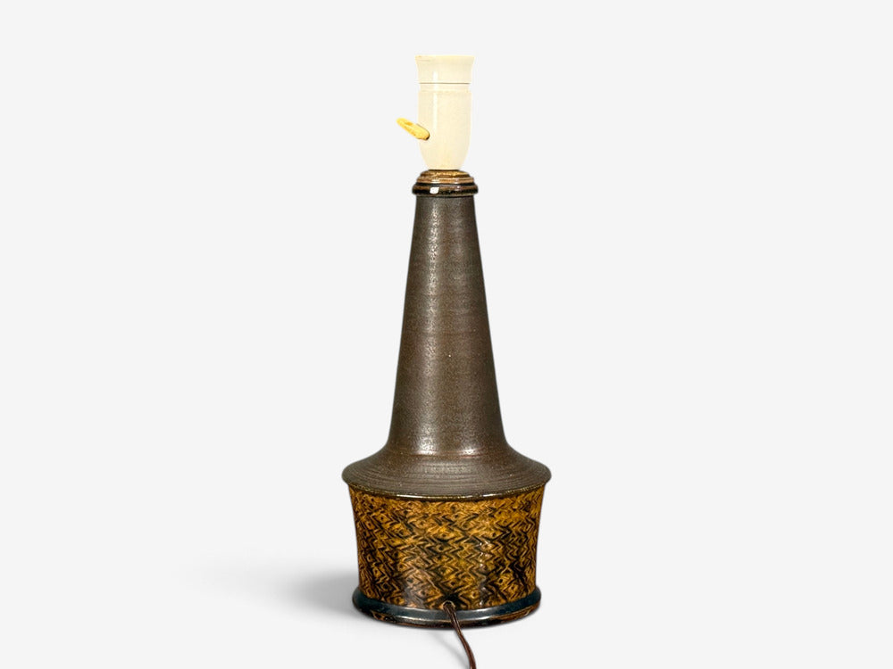 Nils Kähler, Large Table Lamp, Brown Glazed Stoneware, Denmark, 1960s