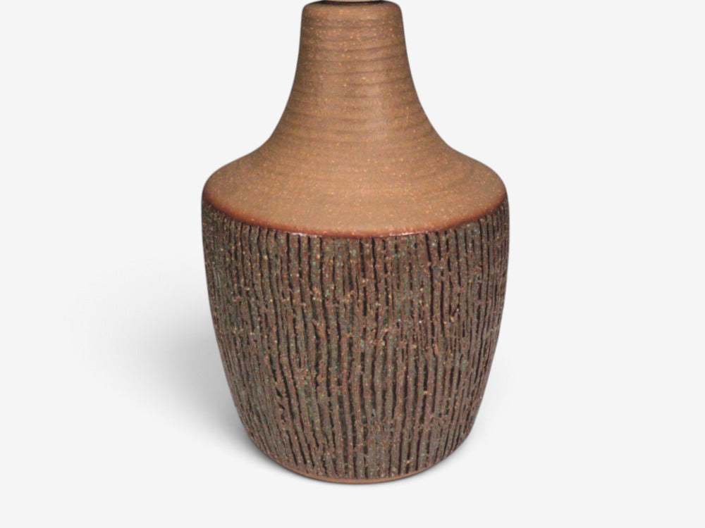 Einar Johansen, Rustic Table Lamp, Brown Stoneware, Denmark, 1960s