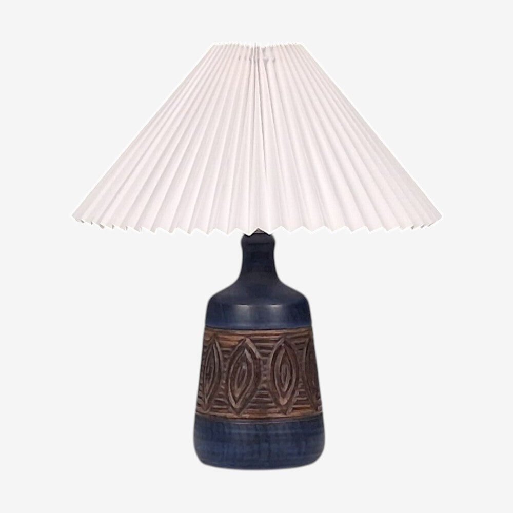 Jette Hellerøe, Danish Modern, Carved Stoneware Table Lamp, Denmark, c. 1970s