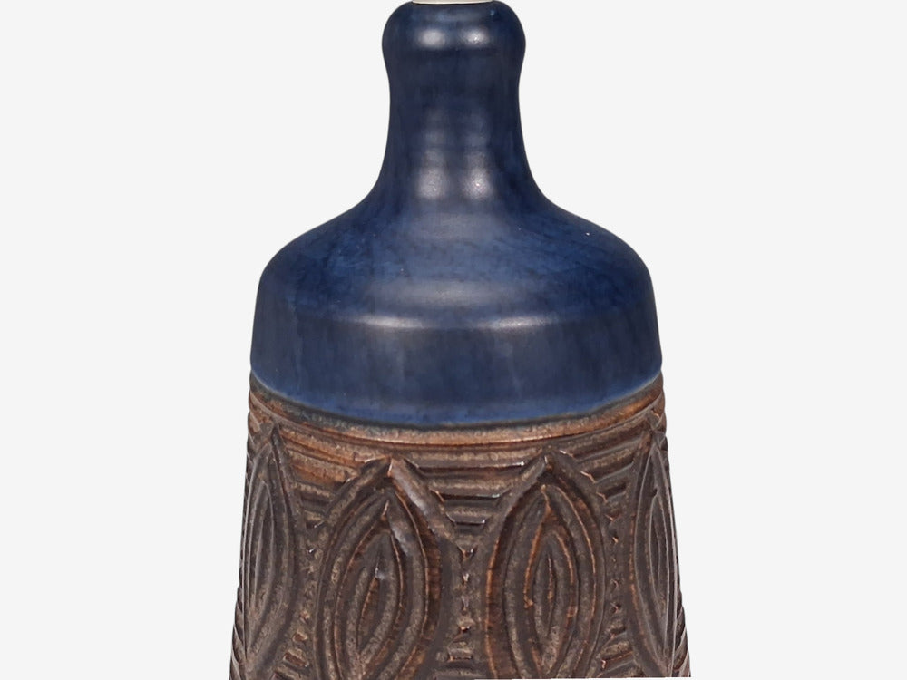 Jette Hellerøe, Danish Modern, Carved Stoneware Table Lamp, Denmark, c. 1970s