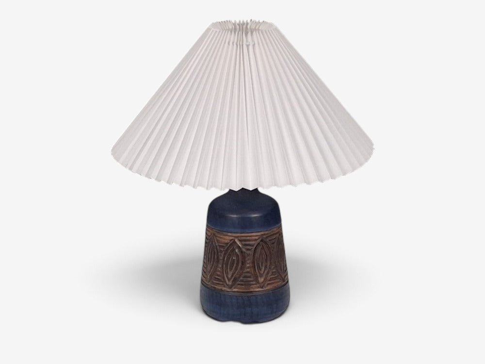 Jette Hellerøe, Danish Modern, Carved Stoneware Table Lamp, Denmark, c. 1970s