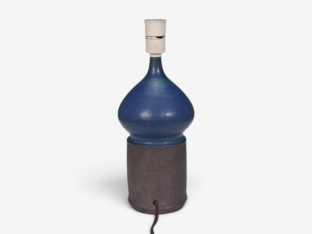Marianne Starck, Table Lamp, Blue and Brown Stoneware, Denmark, 1960s