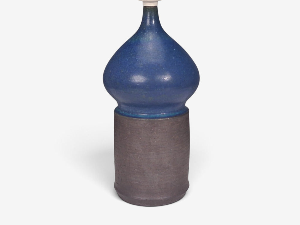 Marianne Starck, Table Lamp, Blue and Brown Stoneware, Denmark, 1960s
