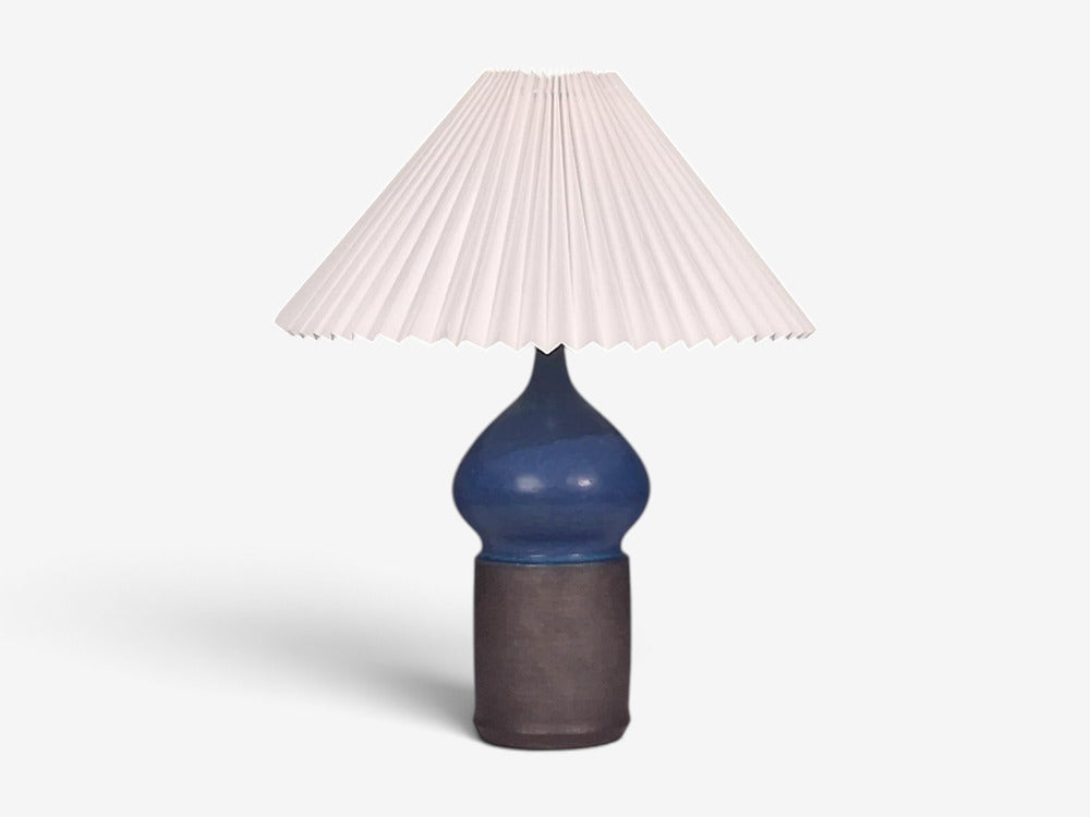 Marianne Starck, Table Lamp, Blue and Brown Stoneware, Denmark, 1960s