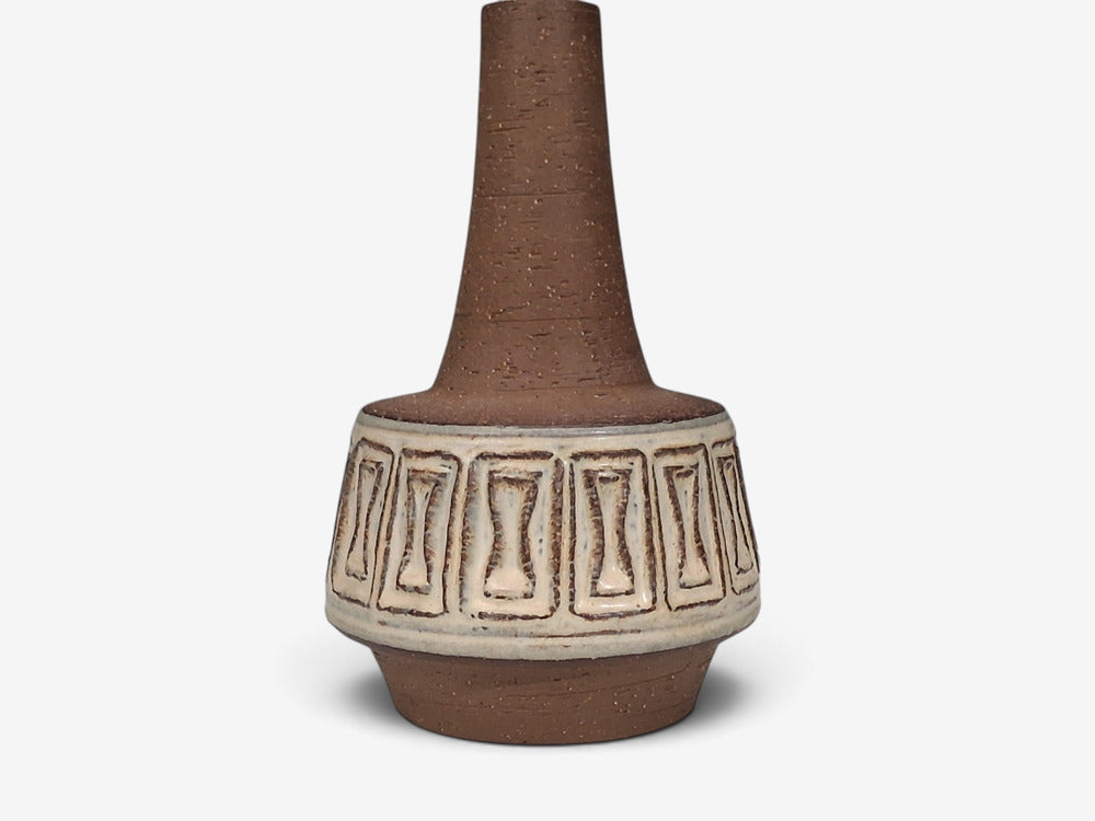 Helge Bjufstrøm, Large Table Lamp, Brown Stoneware, Denmark, 1960s