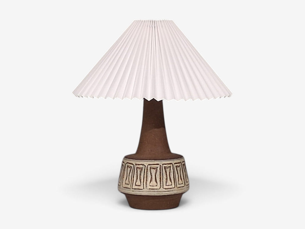 Helge Bjufstrøm, Large Table Lamp, Brown Stoneware, Denmark, 1960s