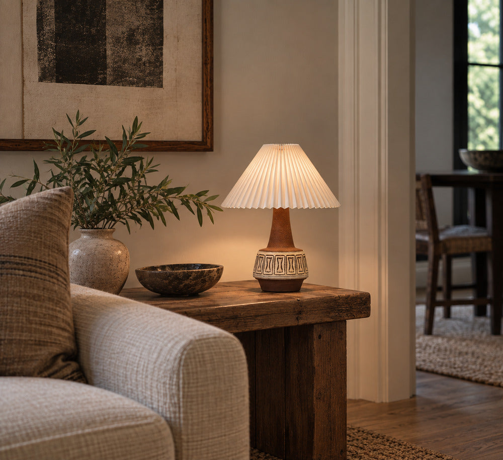 Helge Bjufstrøm, Large Table Lamp, Brown Stoneware, Denmark, 1960s