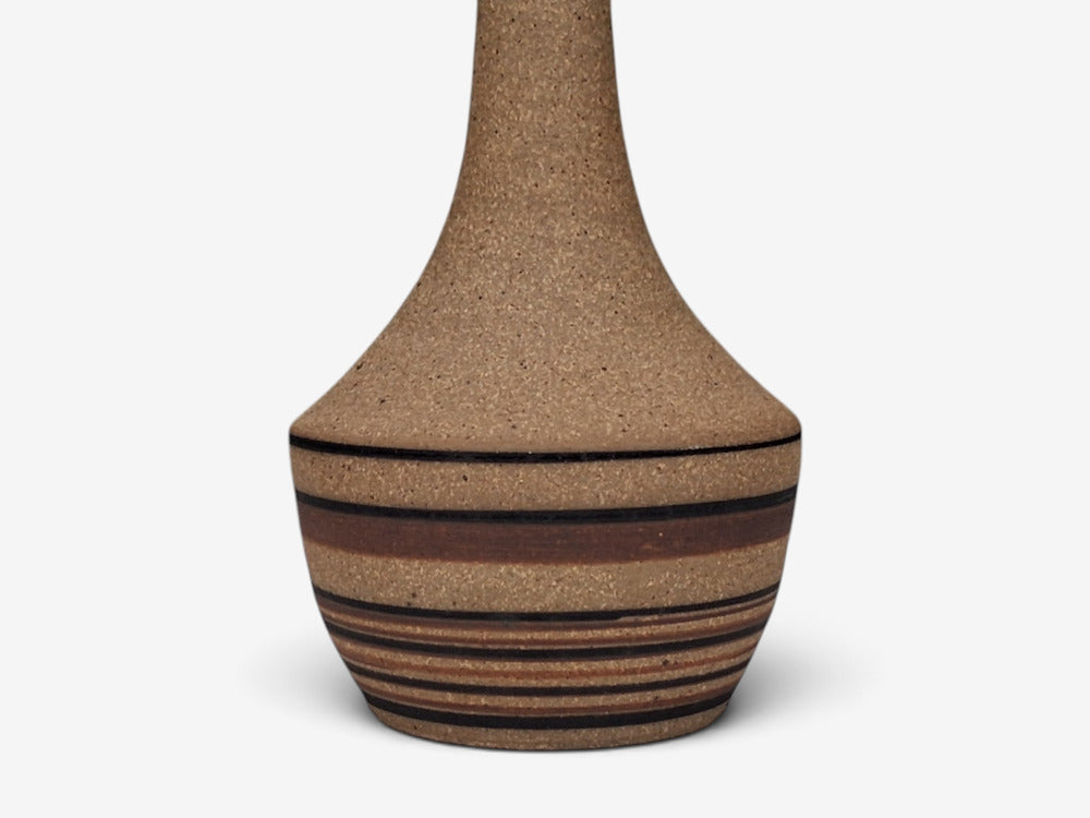 Jesper Packness, Striped Table Lamp, Beige Stoneware, Denmark, 1980s
