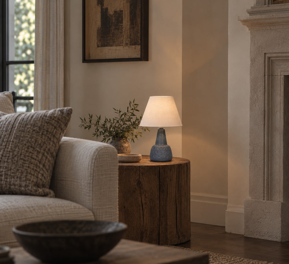 Søholm Stentøj, Table Lamp, Light Blue Stoneware, Denmark, 1960s