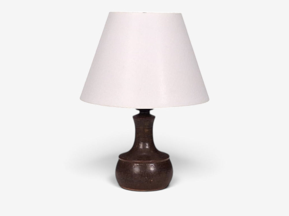 Danish Modern, Small Table Lamp, Brown Glazed Stoneware, Denmark, 1960s