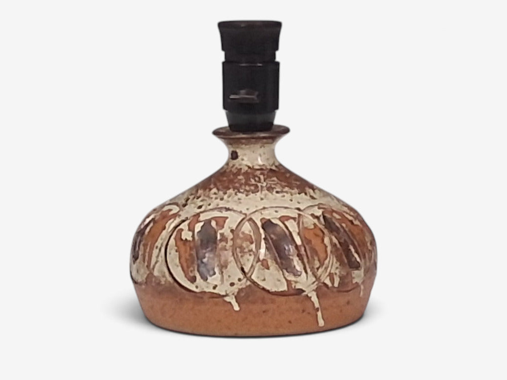 Tingkeramik Følle, Small Table Lamp, Brown Glazed Stoneware, Denmark, 1970s