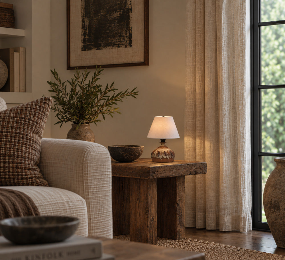 Tingkeramik Følle, Small Table Lamp, Brown Glazed Stoneware, Denmark, 1970s