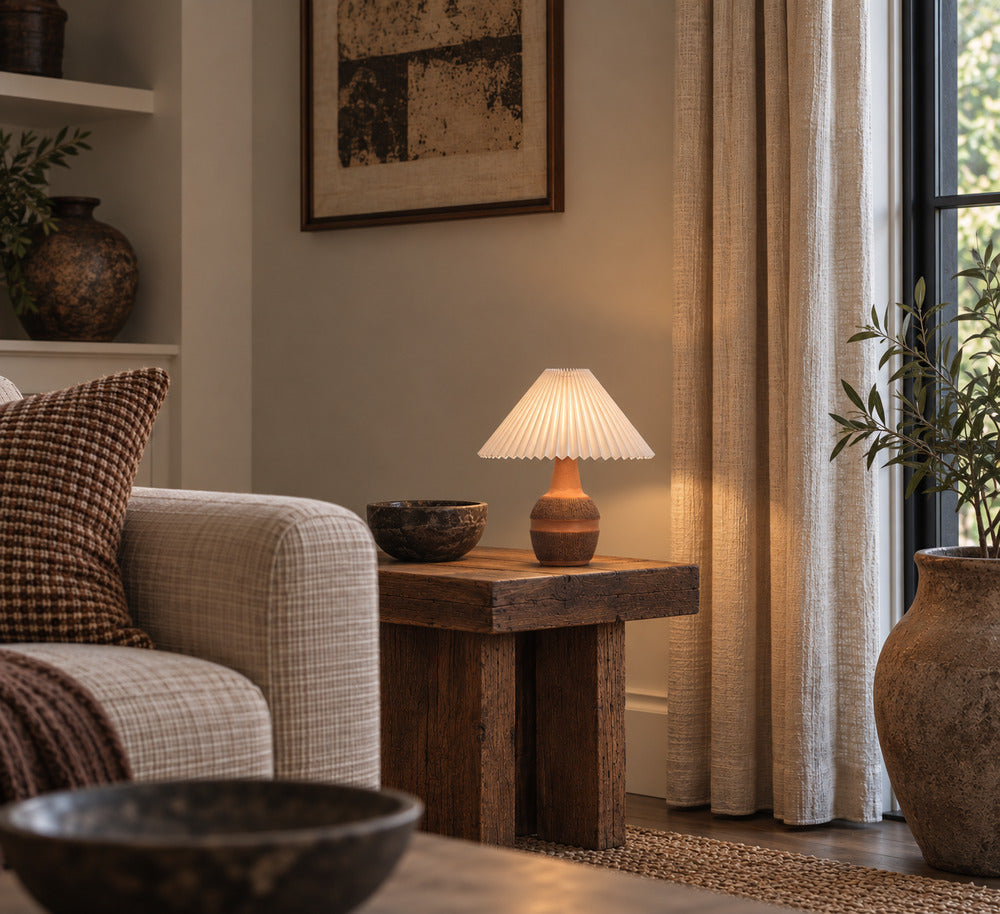 Einar Johansen, Large Table Lamp, Brown Stoneware, Denmark, 1960s