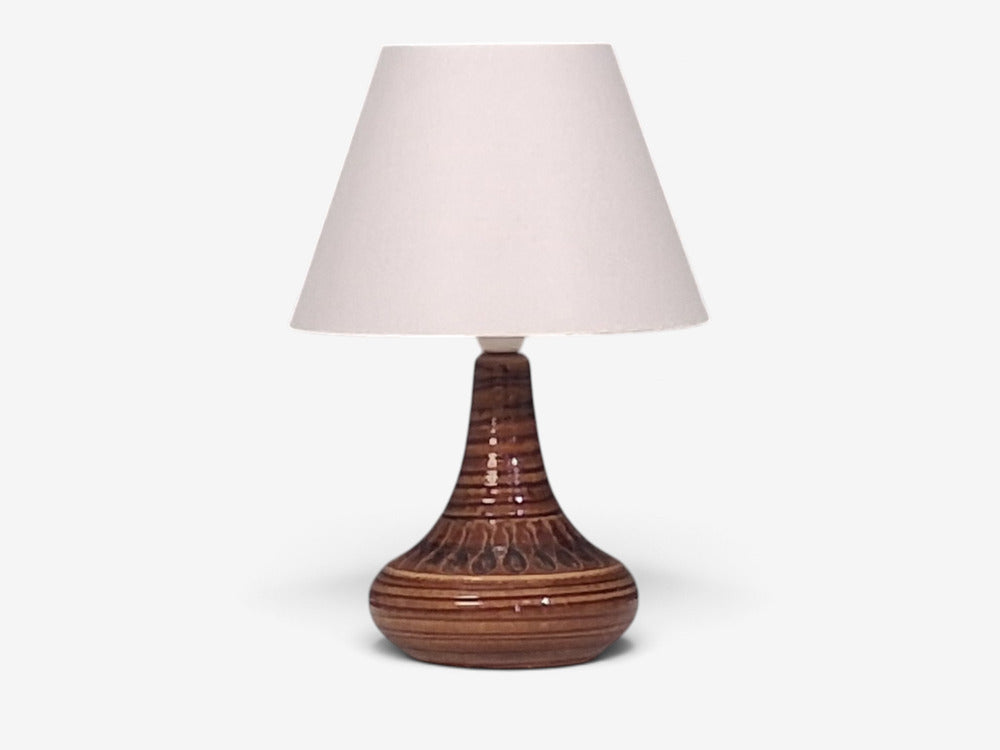 Arne Finne Nielsen, Table Lamp, Brown Glazed Stoneware, Denmark, 1960s