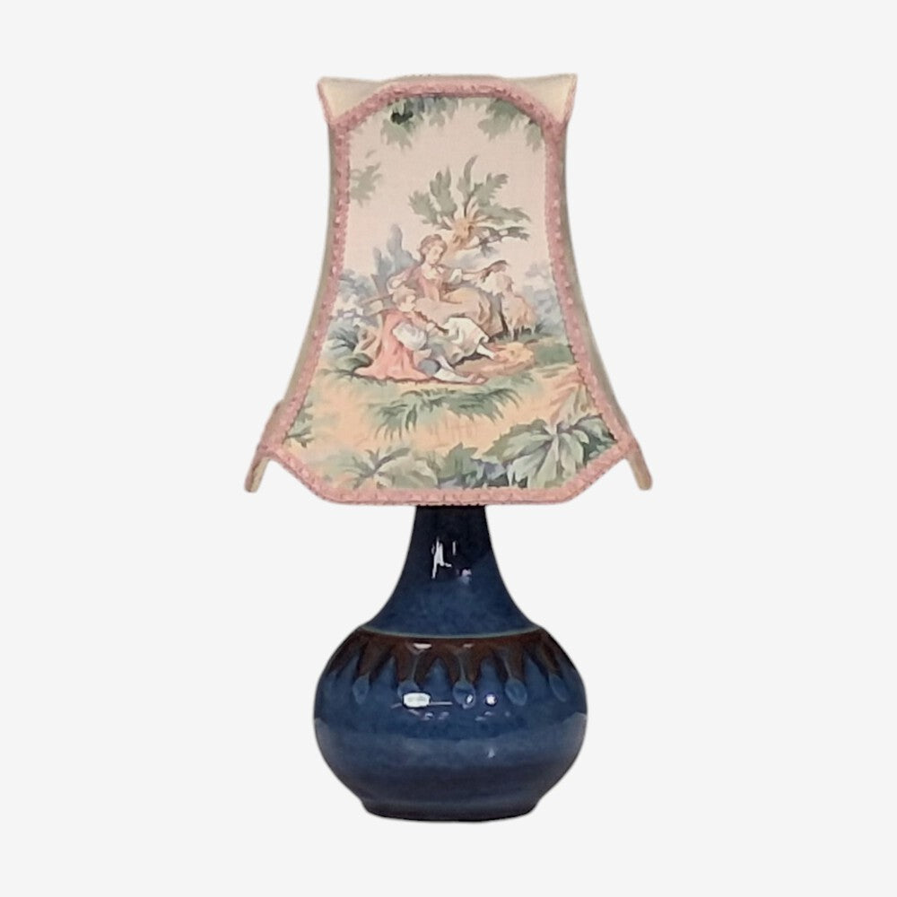 Søholm Stentøj, Small Table Lamp, Dark Blue Stoneware, Denmark, 1960s