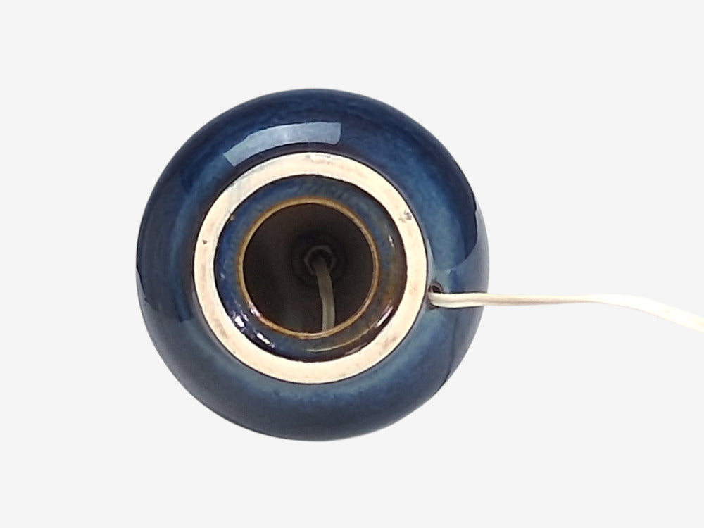 Søholm Stentøj, Small Table Lamp, Dark Blue Stoneware, Denmark, 1960s