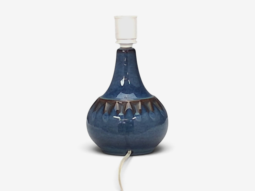 Søholm Stentøj, Small Table Lamp, Dark Blue Stoneware, Denmark, 1960s
