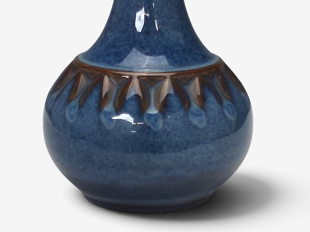 Søholm Stentøj, Small Table Lamp, Dark Blue Stoneware, Denmark, 1960s