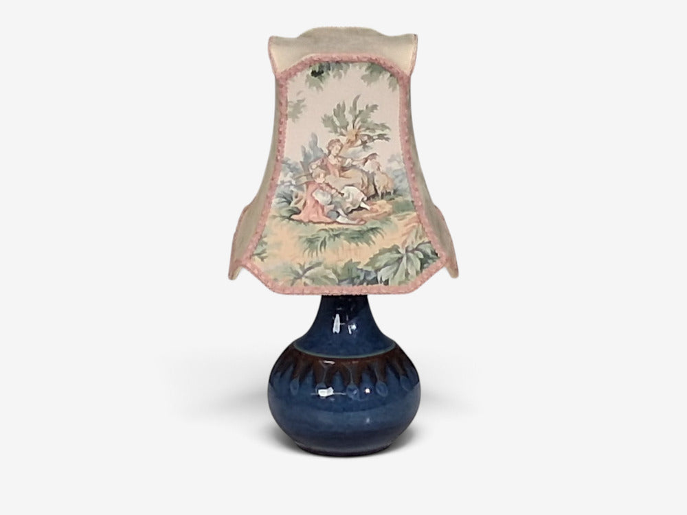 Søholm Stentøj, Small Table Lamp, Dark Blue Stoneware, Denmark, 1960s