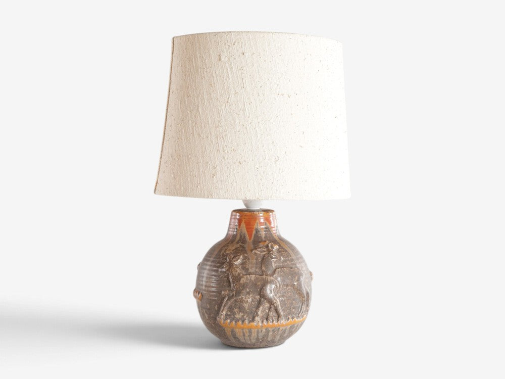Michael Andersen & Son, Table Lamp, Brown Stoneware, Denmark, 1960s