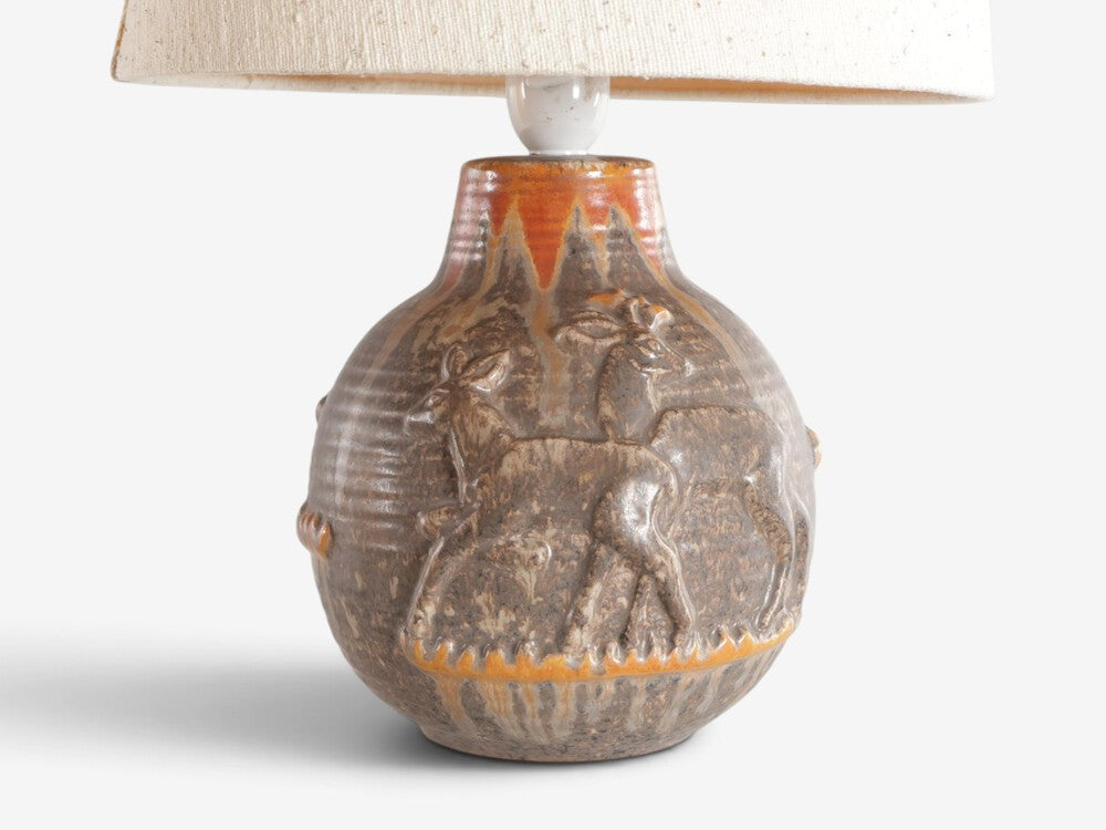 Michael Andersen & Son, Table Lamp, Brown Stoneware, Denmark, 1960s
