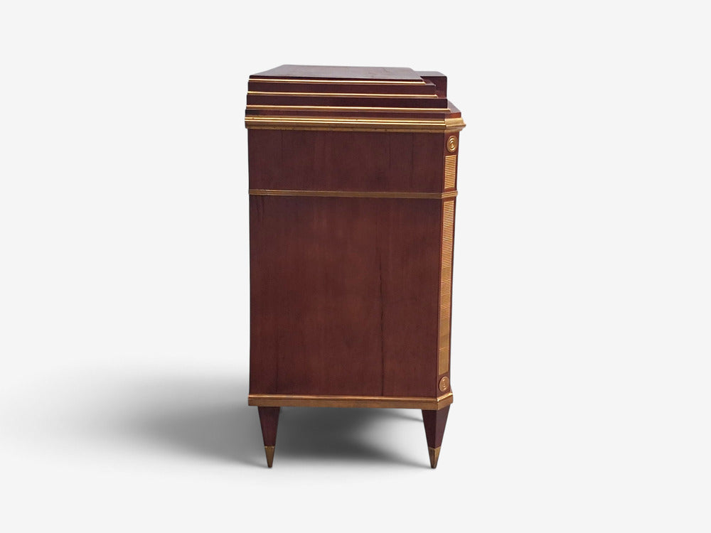 Russian Neoclassical, Commode, Crotch Mahogany, Bronze, Baltic States, 1860s