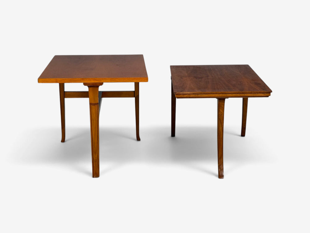 T.H. Robsjohn-Gibbings, Rare Trapeza End Tables, Walnut, Greece, 1937