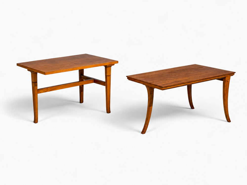 T.H. Robsjohn-Gibbings, Rare Trapeza End Tables, Walnut, Greece, 1937