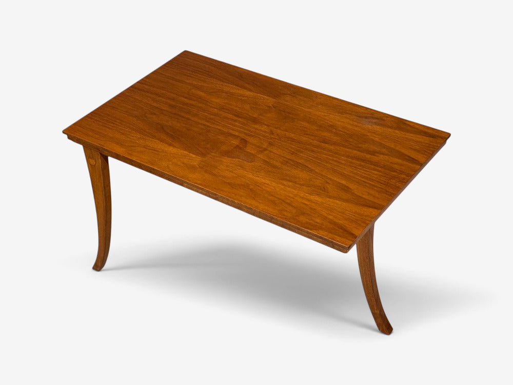 T.H. Robsjohn-Gibbings, Rare Trapeza End Table, Walnut, Greece, 1960s