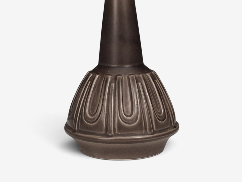 Einar Johansen, Table Lamp, Chocolate Brown Stoneware, Denmark, 1960s